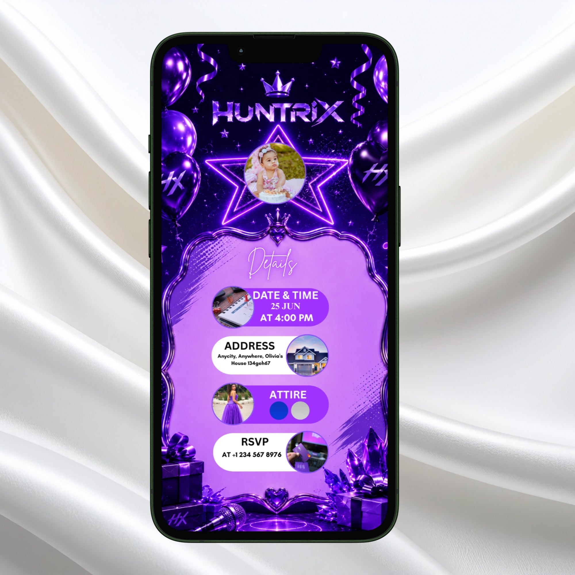 Kpop demon Hunters birthday Vedio invitation Template Editable Canva