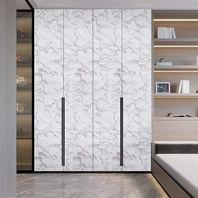 Luxury White Marble Peel and Stick Wallpaper | Gold Veined Self-Adhesive Removable Wallpaper