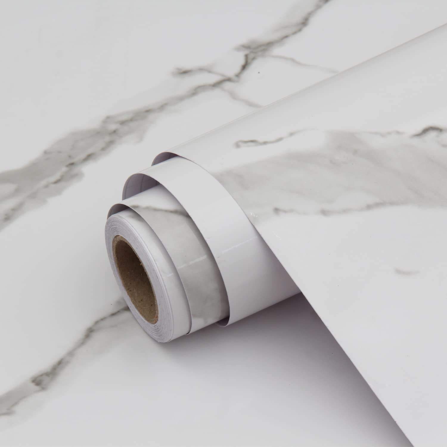 Luxury White Marble Peel and Stick Wallpaper | Gold Veined Self-Adhesive Removable Wallpaper