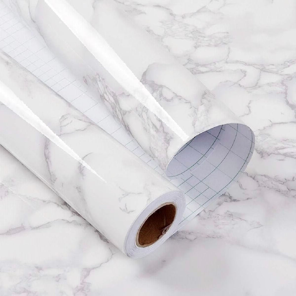 Luxury White Marble Peel and Stick Wallpaper | Gold Veined Self-Adhesive Removable Wallpaper