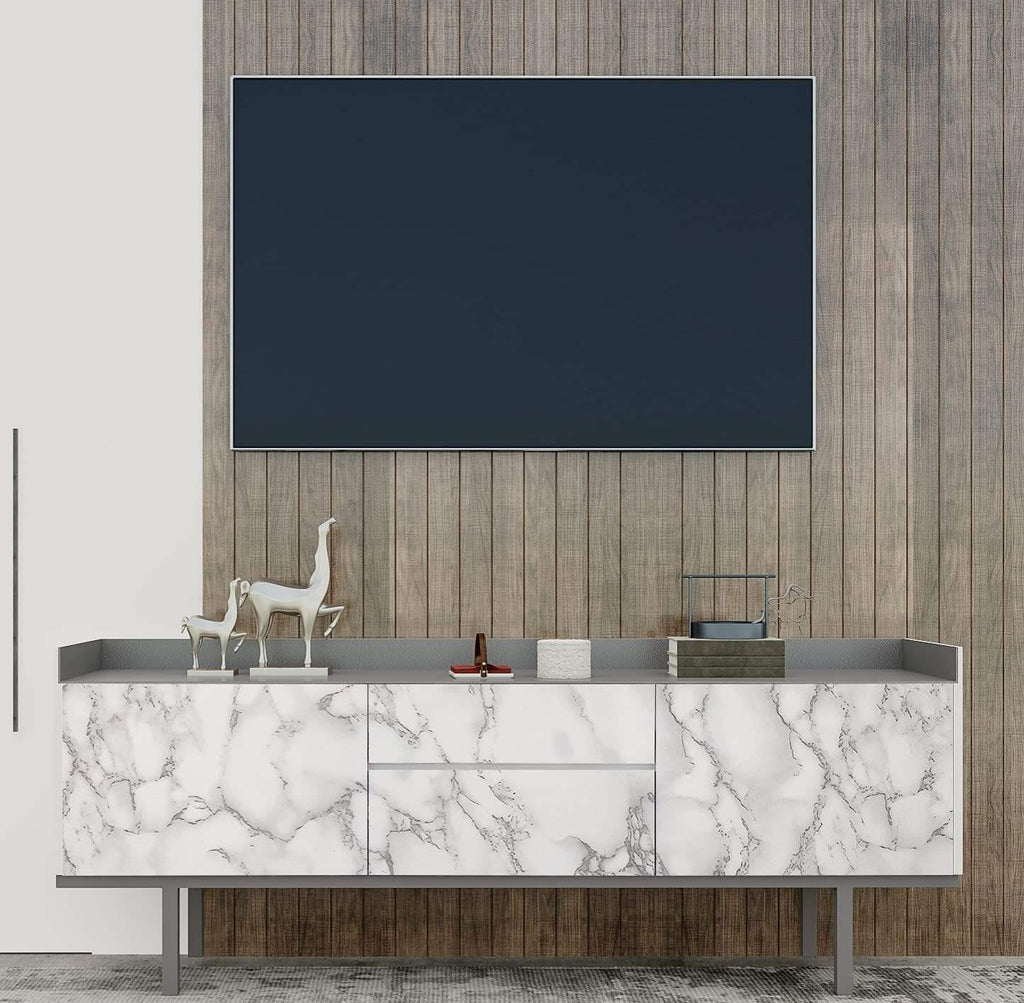 Luxury White Marble Peel and Stick Wallpaper | Gold Veined Self-Adhesive Removable Wallpaper