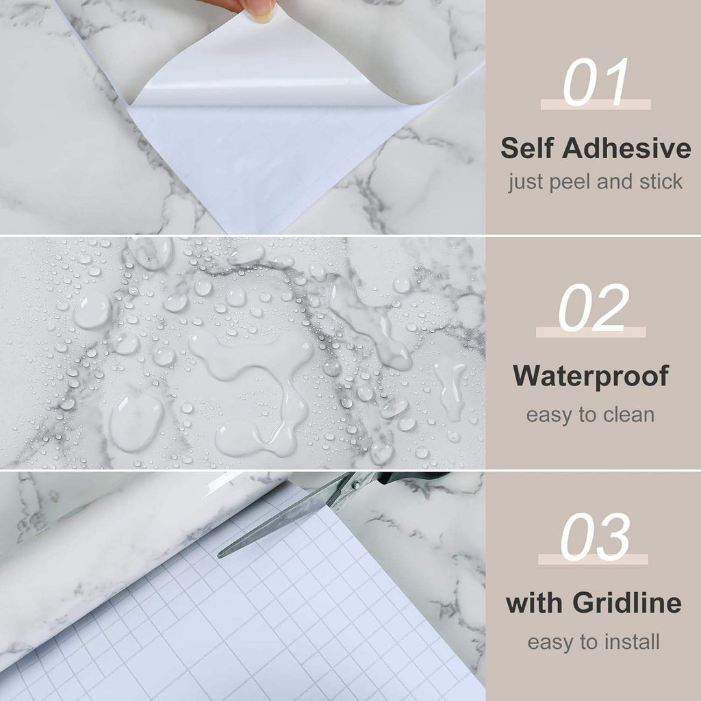 Luxury White Marble Peel and Stick Wallpaper | Gold Veined Self-Adhesive Removable Wallpaper