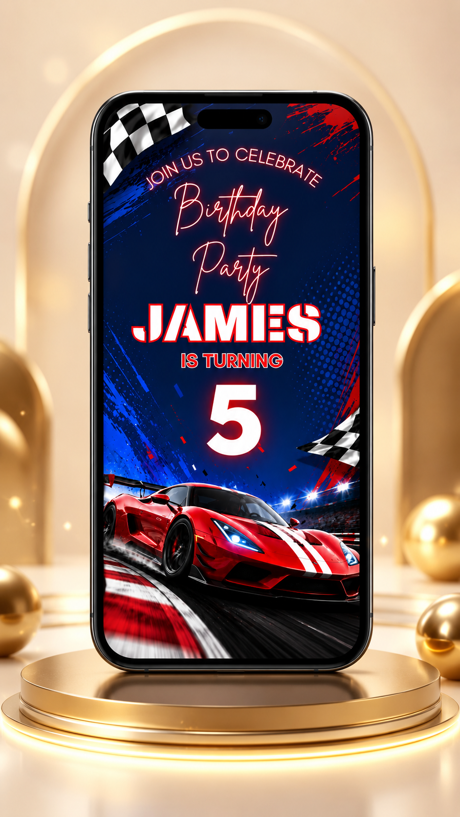 Car Birthday Vedio invitation Template Editable Canva Digital Download