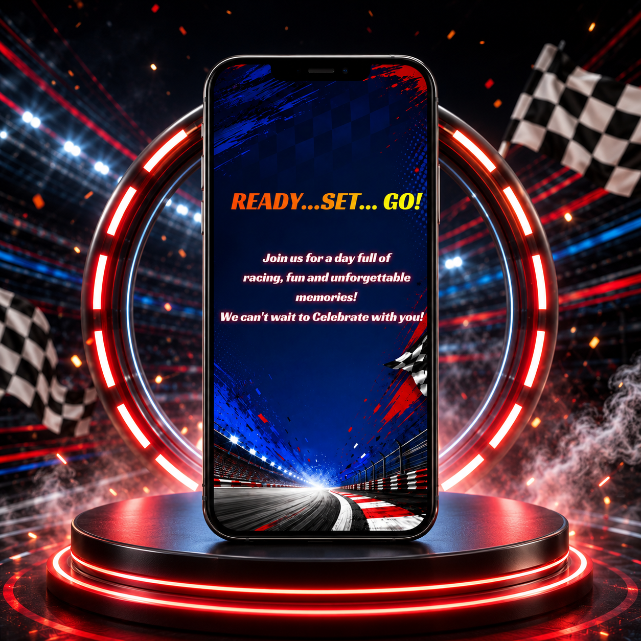 Car Birthday Vedio invitation Template Editable Canva Digital Download